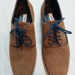Steve Madden Men's Brown Suede Derby Shoes with Navy Laces